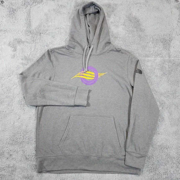 The North Face Hoodie Mens XL Gray Fleece Logo Graphic Print Sweatshirt Pullover