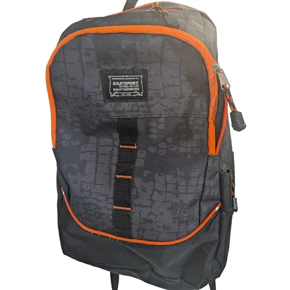 EastSport Backpack Large Black Gray Orange School Sports Daypack backpacking hik