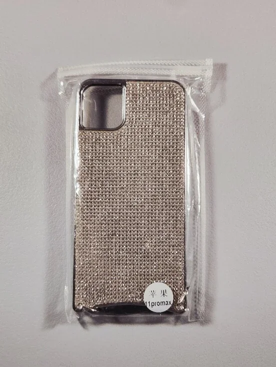 Silver Rhinestone Bling iPhone 11 Pro Max Case Crossbody Lanyard Crystal Purse