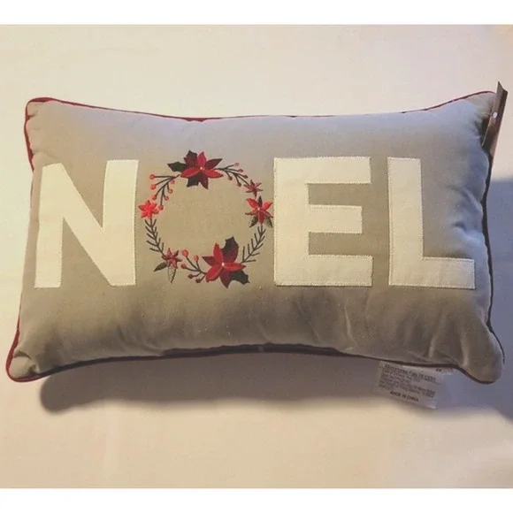 St Nicholas Square Noel Throw Pillow Grey 12
