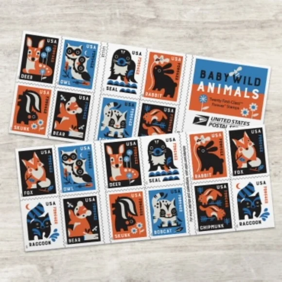 100 Baby Wild Animals‎ Forever Stamps 5 Sheets of 20 First Class USPS Weddings