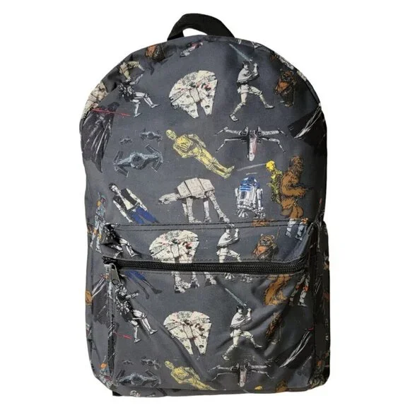 Star Wars 17'' Backpack All-Over Print Bag Comic Characters - RARE