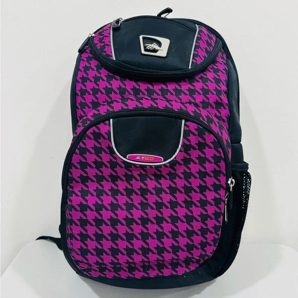 High Sierra Backpack – Pink & Black Houndstooth Pattern, Stylish &‎ Practical