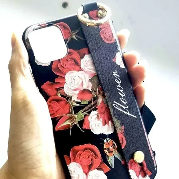 Floral Pattern iPhone 11 Case With Lanyard