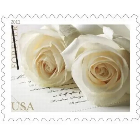 100 White Wedding‎ Roses 2011 Forever Stamps Invitations USPS Save The Date