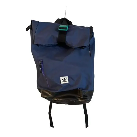 Adidas Navy Black Premium Essentials Rolltop Backpack Pockets Unisex Laptop