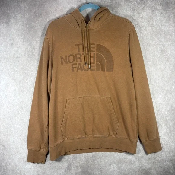 The North Face Hoodie Mens Medium Brown Half Dome Logo Pullover Fleece Outdoors