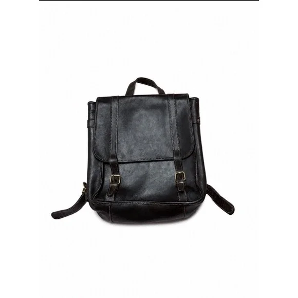Vintage Genuine Brown Leather 12” Tall 11” Wide 4” Depth Backpack Unisex Adult