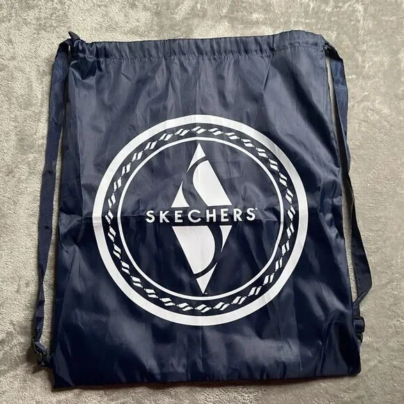 Sketchers Drawstring Bag Blue White Graphic Print Backpack