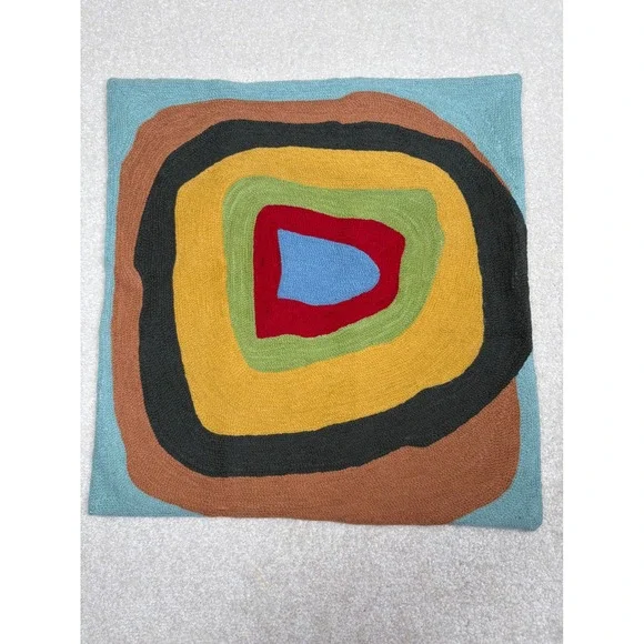Kashmir Fine Arts & Crafts Wool Hand Embroidered Abstract 18x18 Pillow Cover