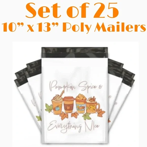 BUY NOW 25 Pumpkin Spice 10” x 13” Poly Mailers
