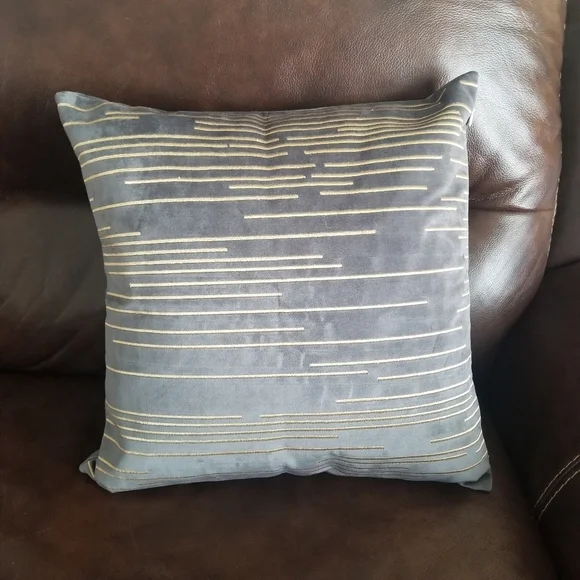 Last One-‎ Velvet Embroidered Pillow Covers 2 Pc Set Gray Gold Embroidery