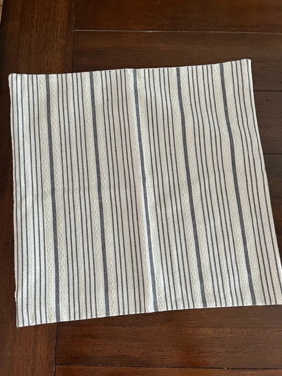Set of 2 Striped Linen Pillow Covers 18x18 Farmhouse Cottage Decor
