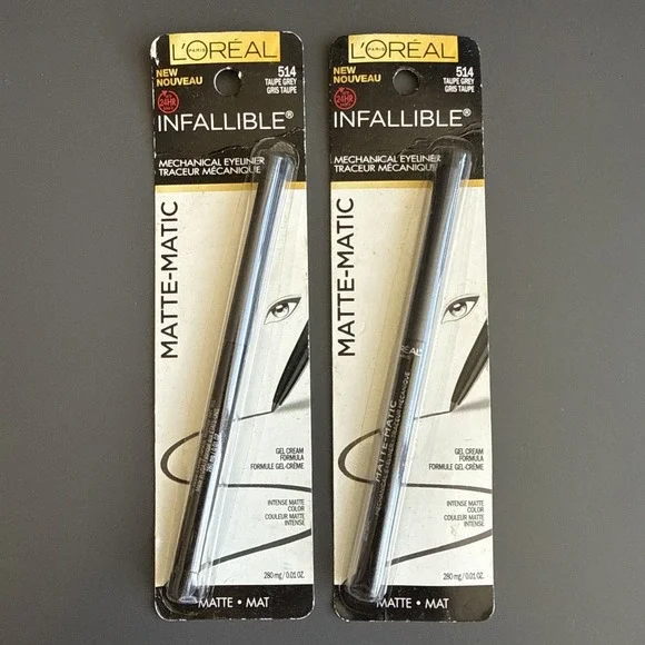 Lot of (2) L'Oreal Infallible Matte-Matic Mechanical Eyeliners #514 TAUPE GREY
