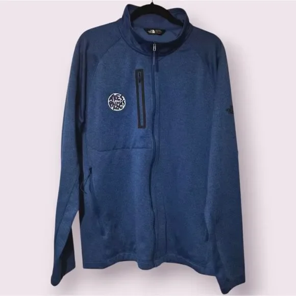 The North Face Canyon Flats Fleece Full-Zip Blue Jacket Mens XL w/Embroiderey