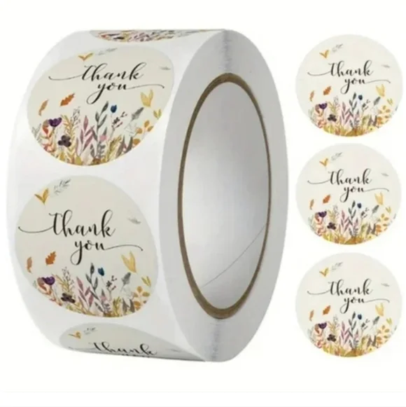 500 Pieces Roll Thank You Sealing Sticker