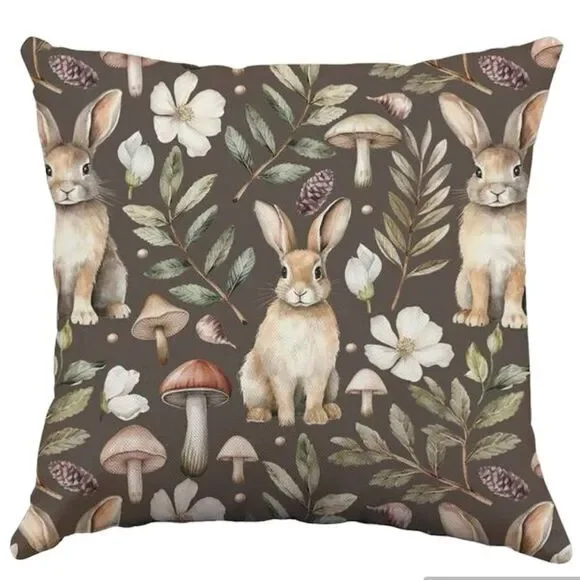 Easter Bunny Fairycore Cottage Whimsicoth Goblin Pillow Cover