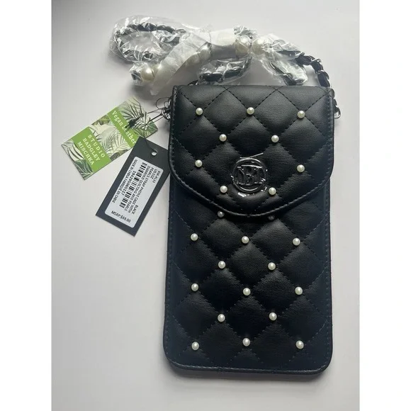 Studio Badgley Mischka Vegan‎ Leather Phone Case with Diamond Quilting Black