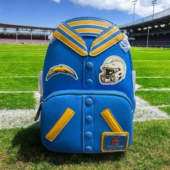 Loungefly X Los Angeles Chargers Mini Backpack LA Bolt‎ Varsity Jacket Style