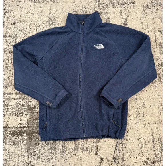 The North Face Mens M Navy Full Zip Fleece Jacket Mock Neck