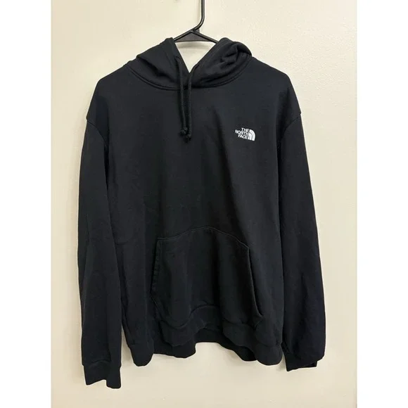 Men's The North Face Black Circular Design Hoodie Pullover Size Large Comfy