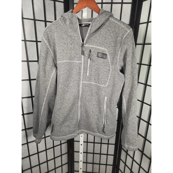 The North Face Jacket Mens Medium Gray Fleece Hooded Full Zip Outdoor Thermal