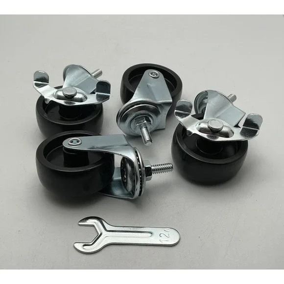 Threaded Stem Caster Wheels (4), 2 w/ Locking Brakes, ~1 7/8