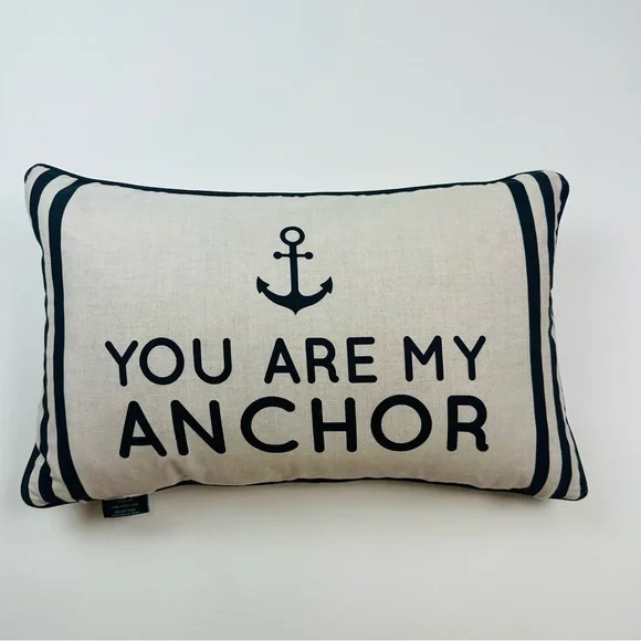 Cynthia Rowley You Are My Anchor Beach Lake Sailing Accent Pillow