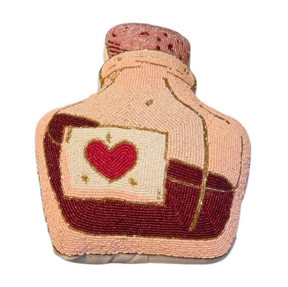 Cupcakes & Cashmere - Beaded Love Potion Pillow Valentine's Day NWT *Defect*