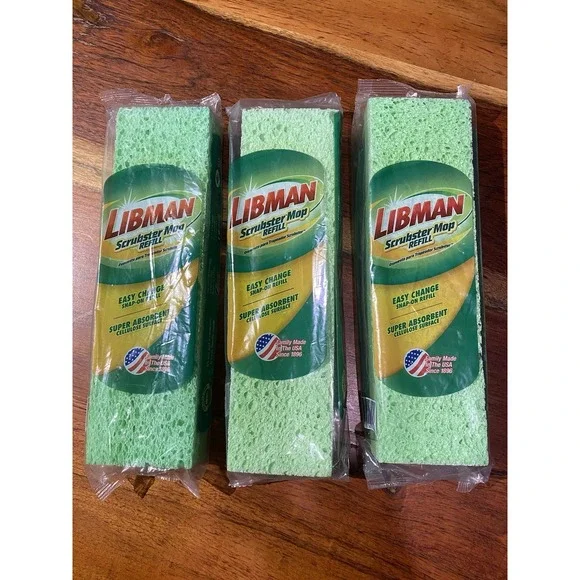 Lot Of 3 Libman Scrubster Floor Mop‎ Spone Refill Easy Change Snap-On And Off