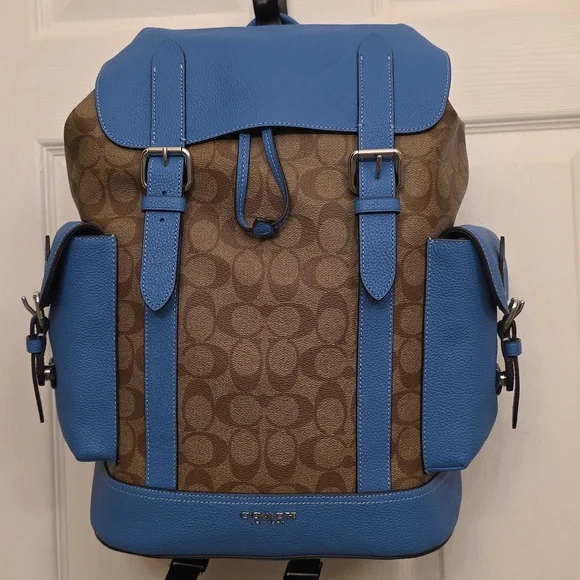 Coach Hudson Men's Blue and‎ Brown Backpack. NWT