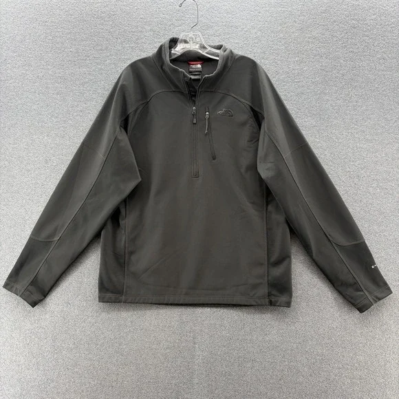 The North Face FlashDry Pullover Mens Large Gray Half Zip Softshell Fleece Lined