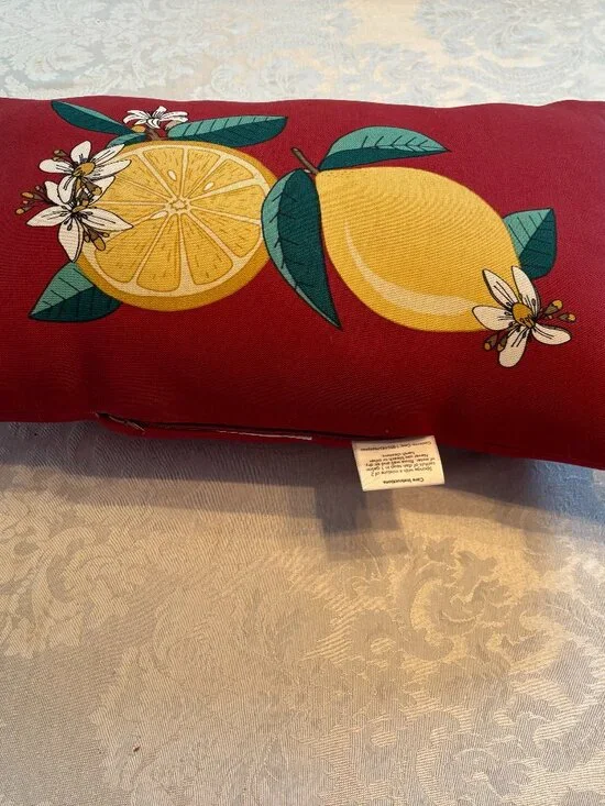 Hampton Bay Indoor Outdoor Lemons On Red 20 x 12 Rectangle Pillow Summer Decor