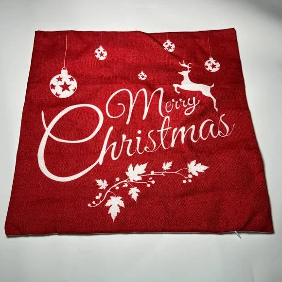 2/$12 💥🆕 Merry Christmas Red Sofa/Bed Accent Pillow Zip Cover | 1327