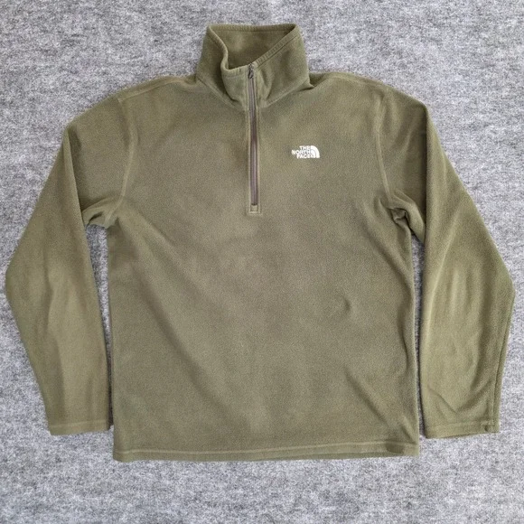 The‎ North Face Pullover Mens Medium Green Fleece 1/4 Zip Polartec Casual Jacket