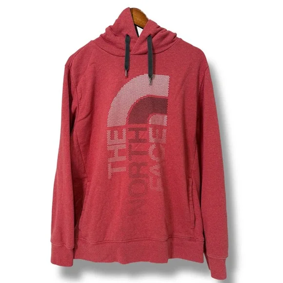 The North Face Hoodie Men's Large Pullover Graphic Half Dome Logo‎ Heather Red