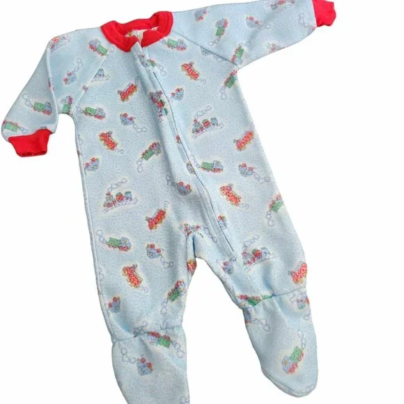 Vintage Sesame Street 1990's racing One Piece Footsie Pajamas 0-6 mo