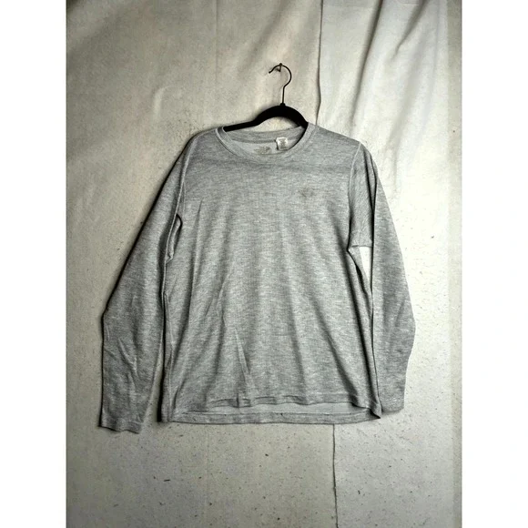 The North Face T Shirt Mens XL Gray Heather Waffle Knit Classic Fit Long Sleeve