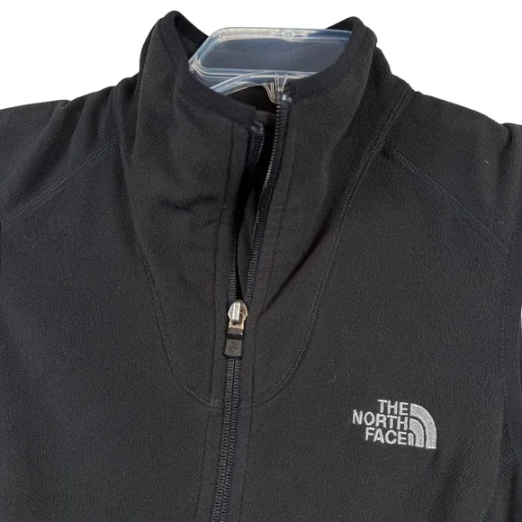 The North Face TKA 100 Fleece Vest Women Small Black Full Zip Mock Neck Outdoor