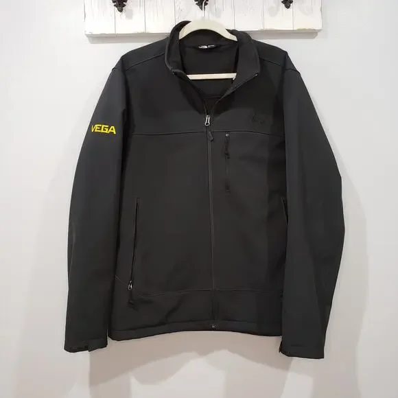 The North Face Apex Softshell Jacket Mens Large Black Full Zip VEGA Logo