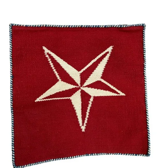 Custom Cool NEW NWT red beige blue  Colonial Star n Stripes Dhurrie wool pillow