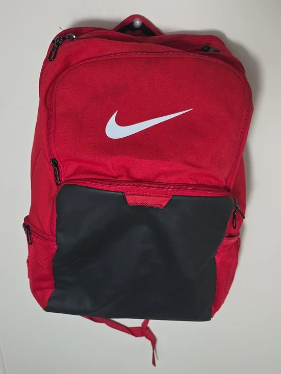 Nike Red and Black Backpack with White Swoosh