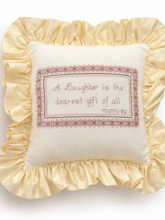 Shabby Chic Needlepoint Pillow Daughter Sentiment Cottage Decor