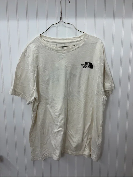 The North Face Men’s Cream Short-Sleeve Logo Tee with Black Chest Emblem