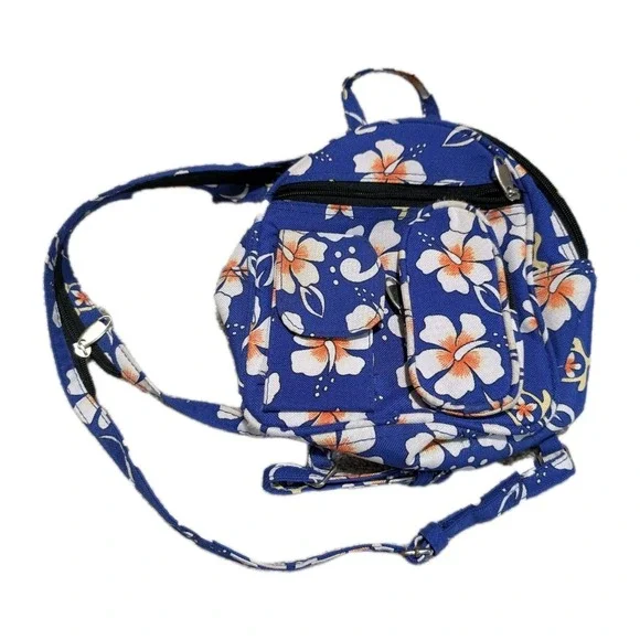 Mini Floral Flower Backpack Hawaiian Print Travel Shopping Hiking Bag‎