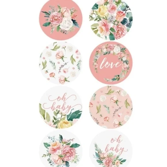 150 pieces floral 8 designs thank you stickers