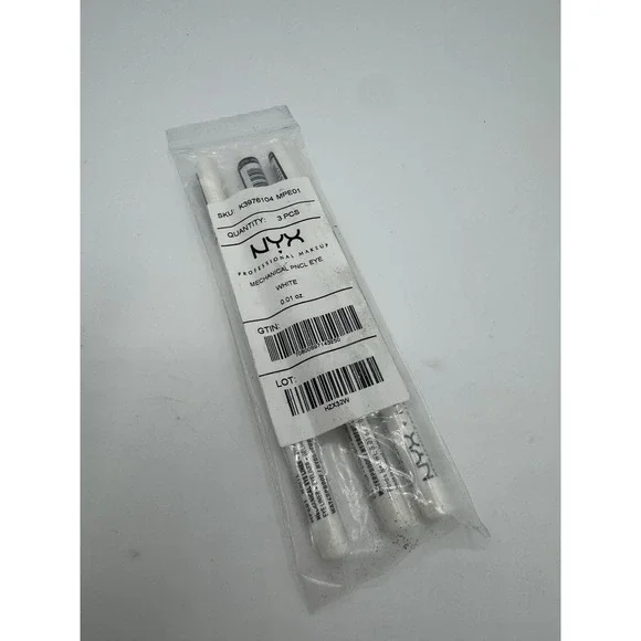 3X NYX Makeup Retractable Eye Liner Pencil Crayon‎ in White FULL SIZE 0.01 oz