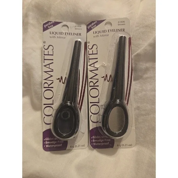 COLORMATES Liquid Eyeliner W/ Mirror #61606 Brown*Waterproof *set‎ Of 2