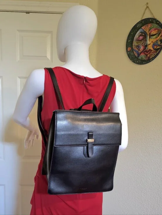 SAIME Black Leather Backpack