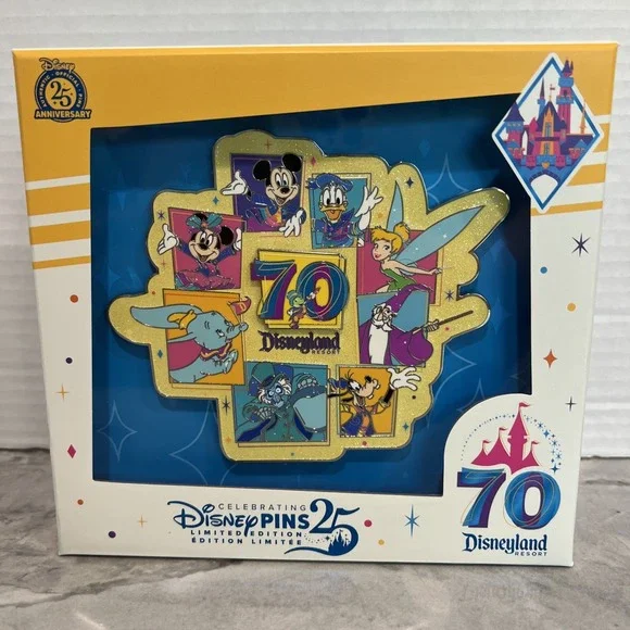Disneyland 70th Anniversary Mickey & Friends‎ Jumbo Pin Limited Edition 1000 NEW